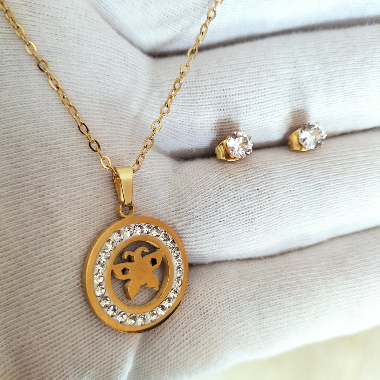 Unique Luxury Necklace Set With Real Stones Inside For Girls